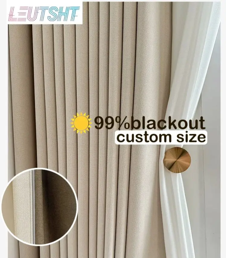 Thickened Cotton Linen Blackout Curtains for Bedroom Dining Luxury Modern Customized Thermal Insulation Window Tulle