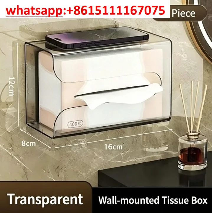 Detachable Punch-Free Tissue Dispenser, Drawer Design Wall Mount Paper Box For Dressing Table & Restroom Daily Storage