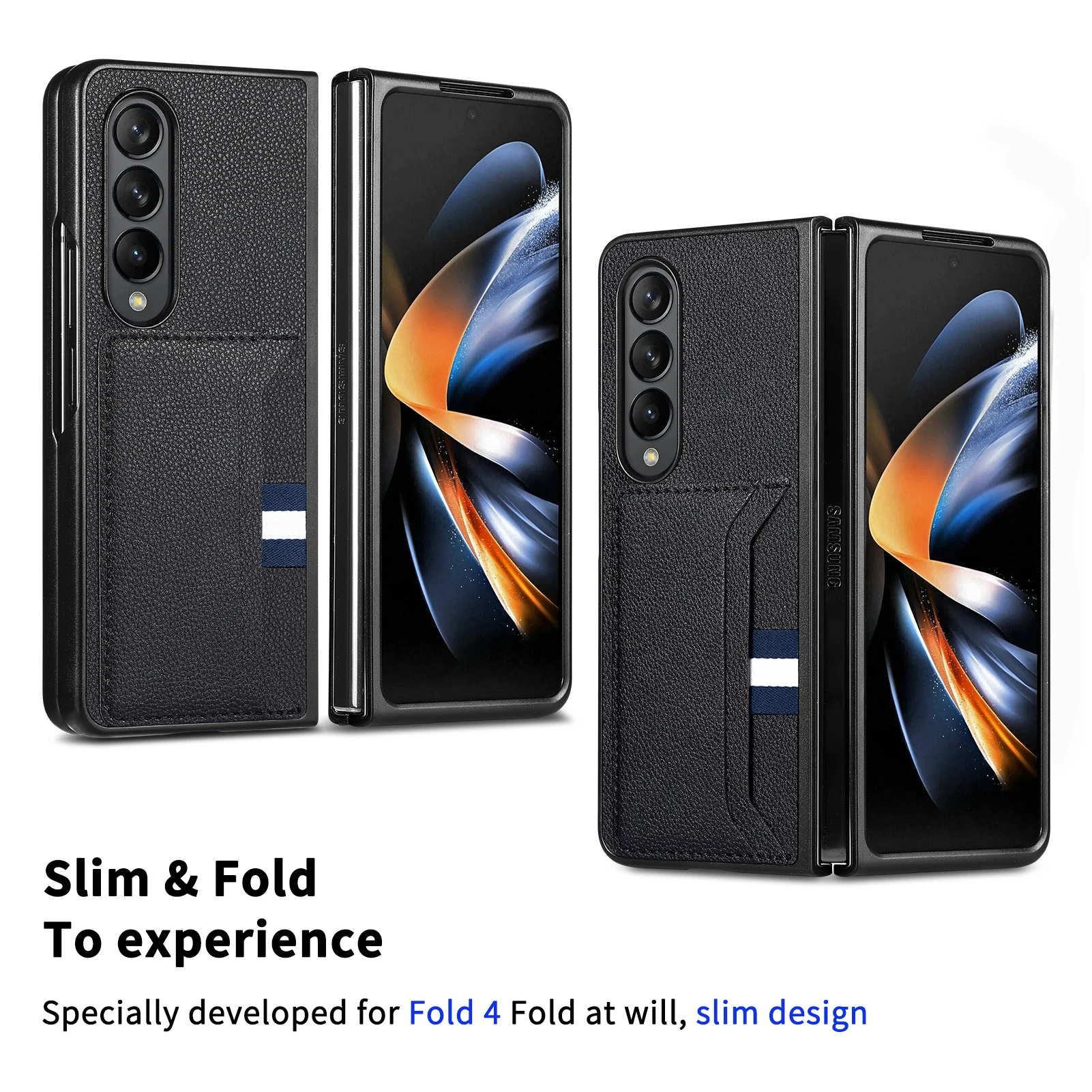Leather Card Slot Folding Funda Case for Samsung Galaxy Z Fold 7 6 5 4 fold7 fold6 fold5 Fold3 Fold4 Fold 3 2 Fold2 Capa