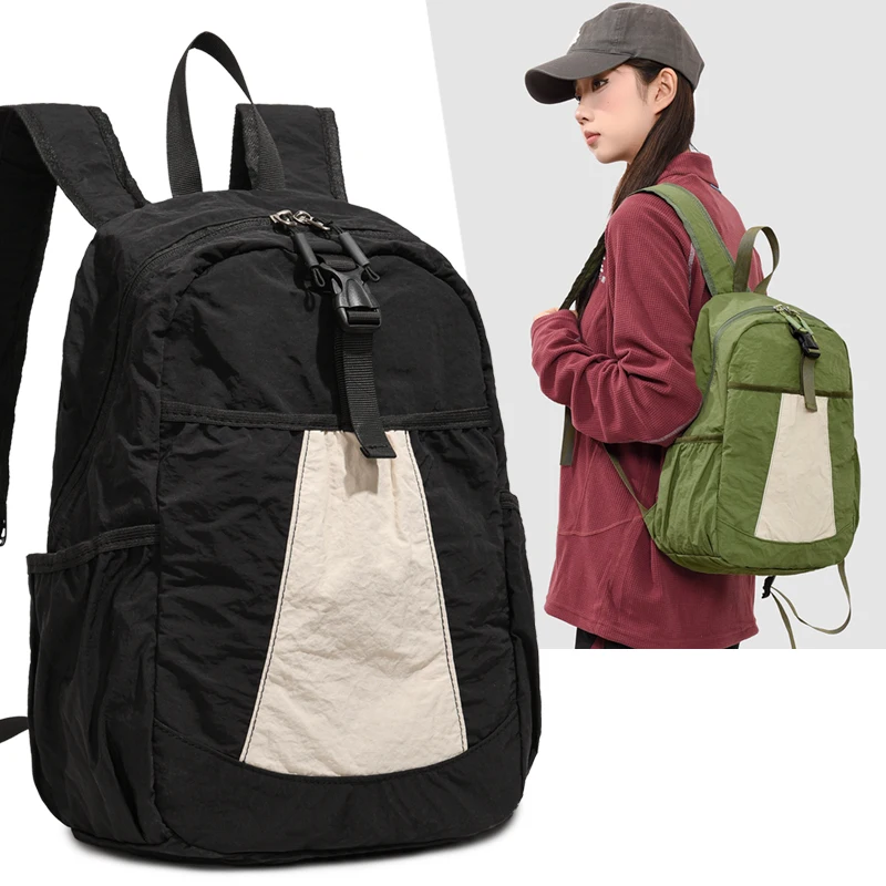 Lightweight Crinkle‑fabric Backpack, Outdoor Casual Travel Daypack