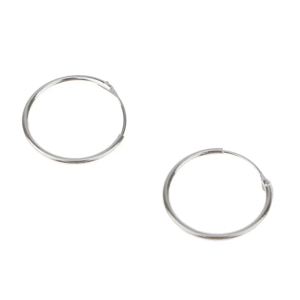 1 paar 925 Sterling Silver Hoop Sleeper Earrings 8mm 10mm 12mm