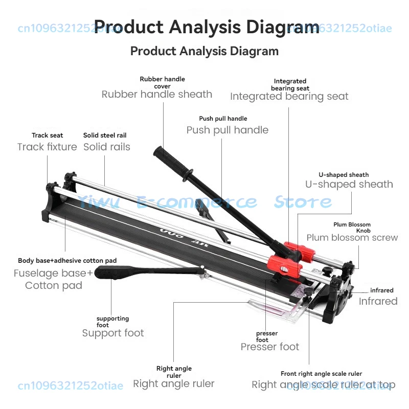 Ceramic Tile Cutting Machine Manual Dual Track Aluminum Base Plate Manual Push Knife Wall And Floor Tile Cutting Knife 600-1200