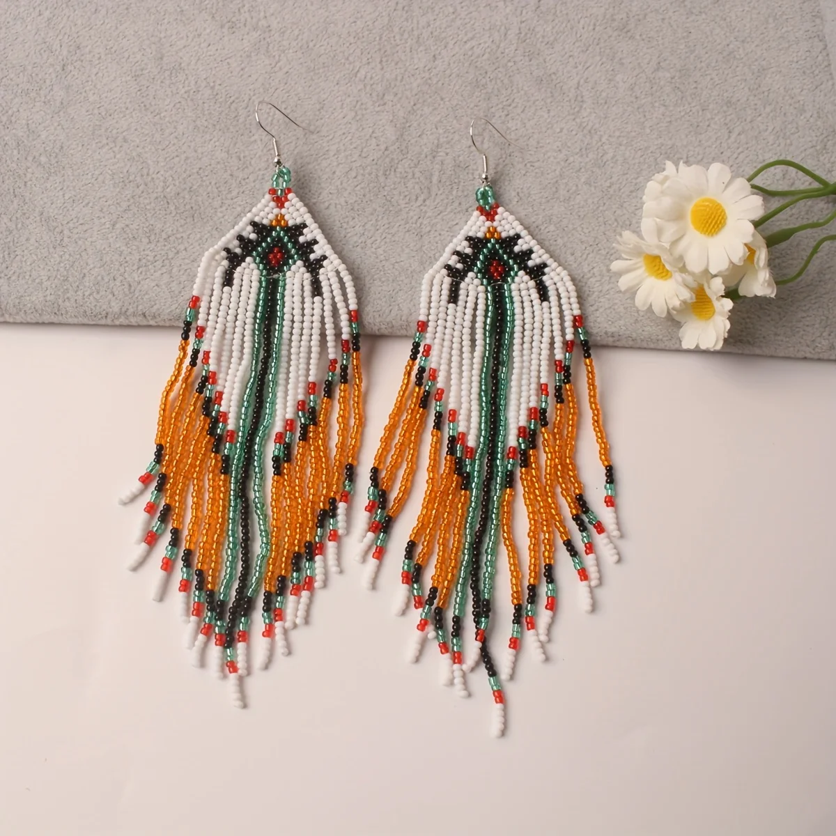 Boucles d'oreilles bohémiennes pour femmes, perles de riz colorées, mixtes en cristal, rétro, faites à la main, cadeau pour filles, bijoux de vocation