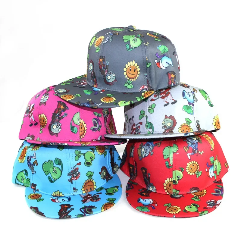 Plants Vs. Zombies Baseball Cap Spring and Summer Sunshade Sports Flat-brimmed Hip-hop Children\'s Baseball Cap Kids Cute Gifts