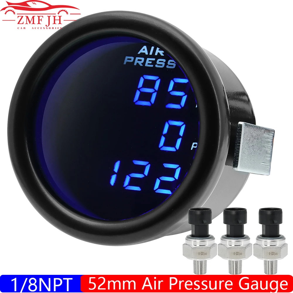 

ZMFJH Digital 2" 52mm Air Pressure Meter with Sensor 3 IN 1 Air Press Gauge Sensor PSI Air Suspension Air Ride for Car 12V24V
