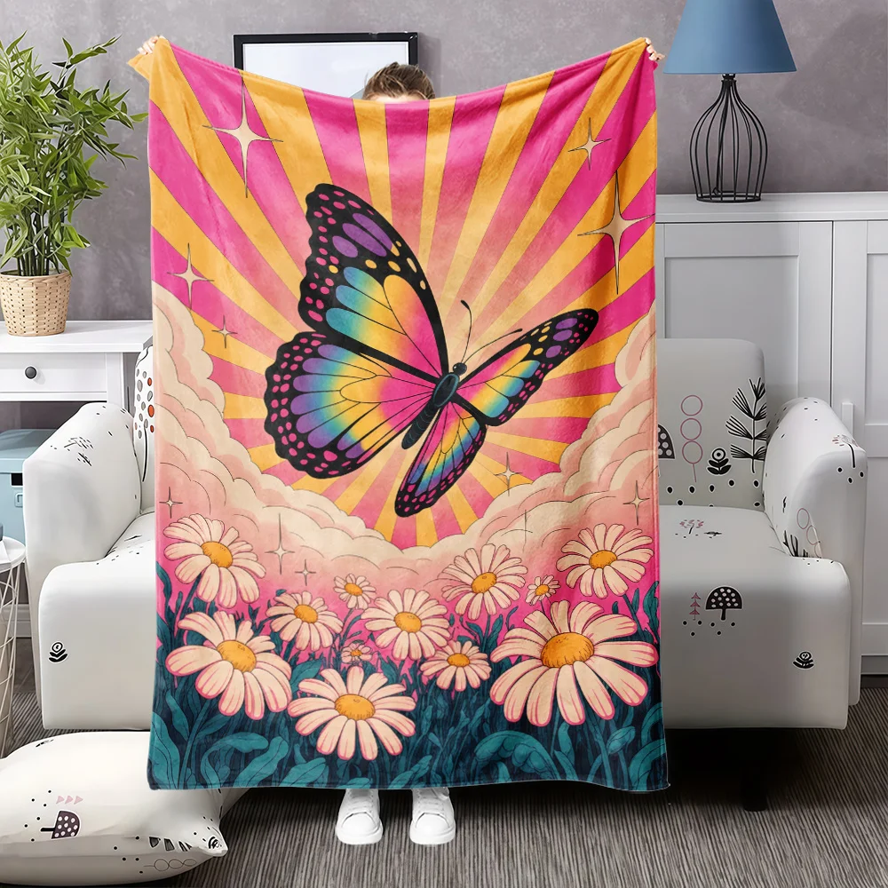 1pc Butterfly Pattern Flannel Blanket, Nap Blanket, Lap Blanket, Air Conditioning Cover Sofa