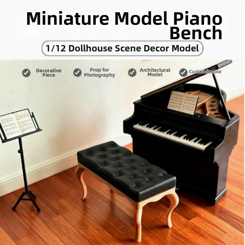 1: 12 Dollhouse Furniture Model Seat 90x40x38mm Mini Food and Play Exhibition Seat 2 Colors Retro Platform Bench Seat