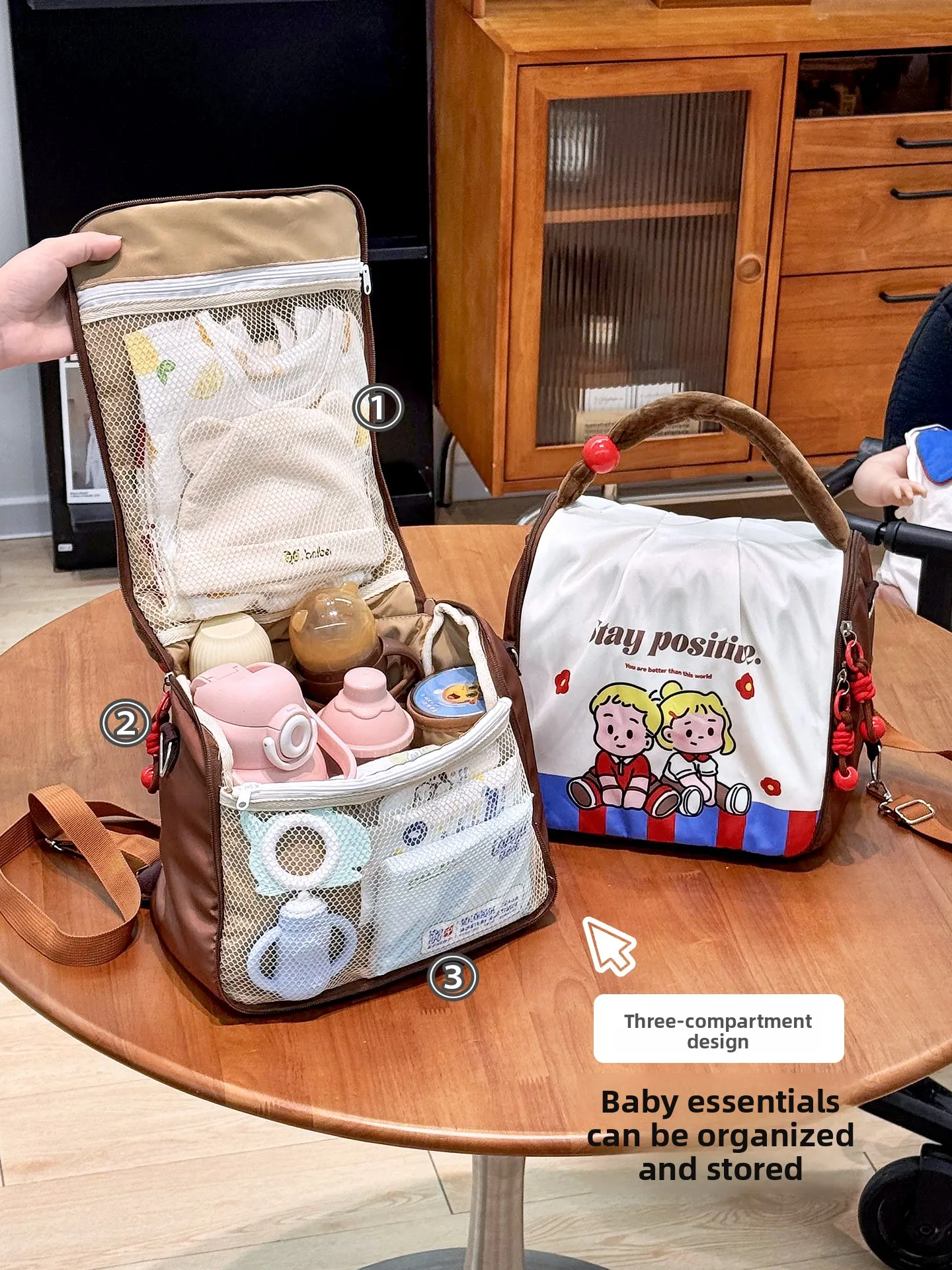 

Милая ручная сумка для мамы, детская прогулка, сумка для хранения подгузников и бутылочек с молоком, идеально подходит для новых мам