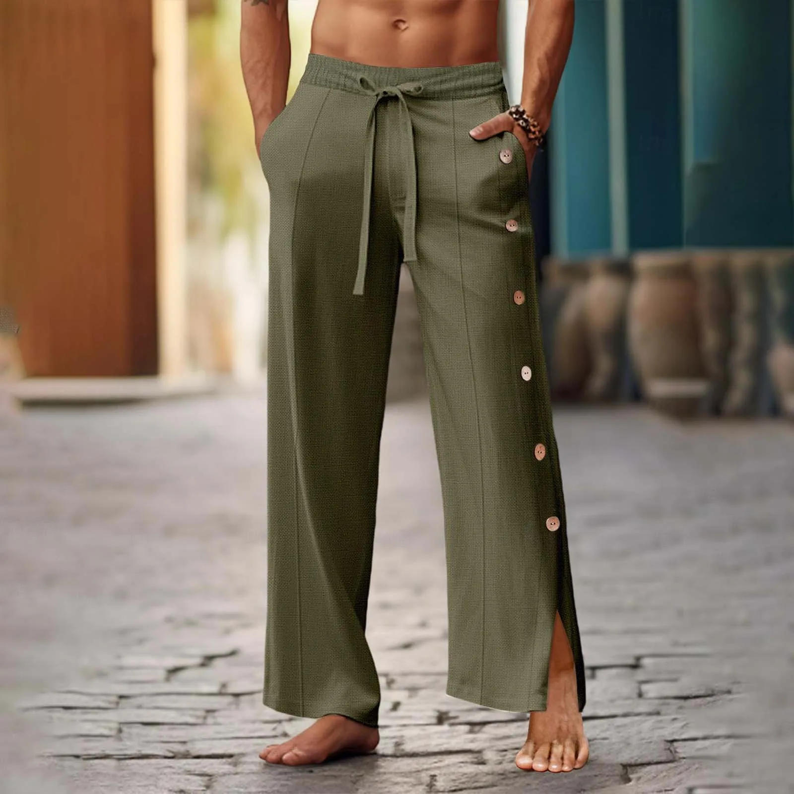 Men'S Loose Cotton Trousers Summer Casual Trousers Men'S Breathable Trousers Pretty Pants