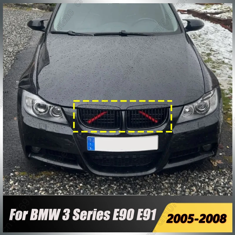

Передняя решетка радиатора с одинарной/двойной планкой в стиле капота для BMW 3 серии E90 E91 320i 323i 328i 335i 2005-2008 гоночные грили