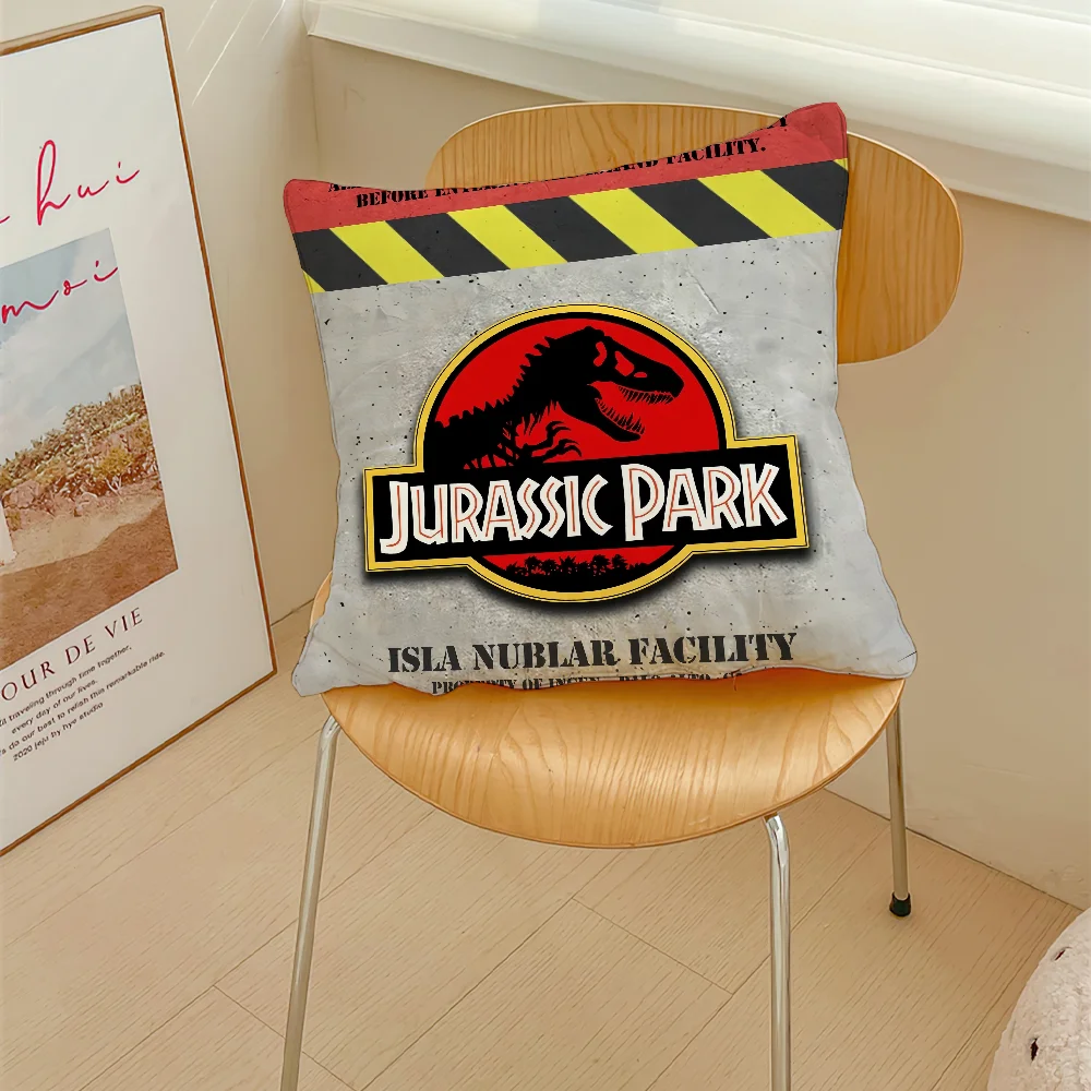 Movie J-Jurassic Parks Dinosaur World Pillow Case Sofa Decorative Home Double-sided Printing Short Plush Cushion Cover