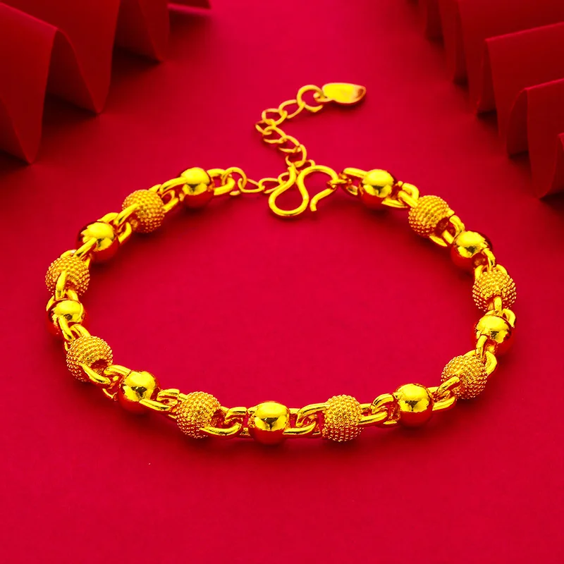 

Матовый браслет с бусинами для женщин, 24-каратное золото AU999, матовая отделка — высококачественная и вневременная работа ручной работы.