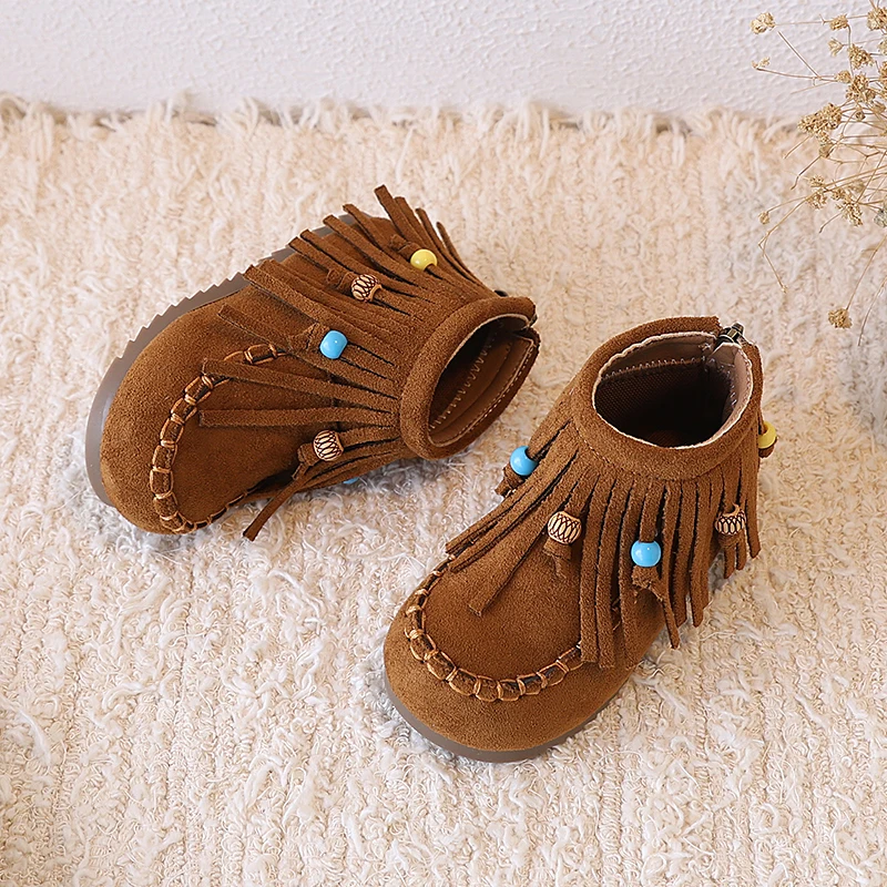 2025 جديد الخريف الفتيات أحذية الموضة نمط جديد أحذية الأميرة مع شرابات عالية أعلى حذاء من الجلد للطفل الصغار ЖеСы БТНК #4