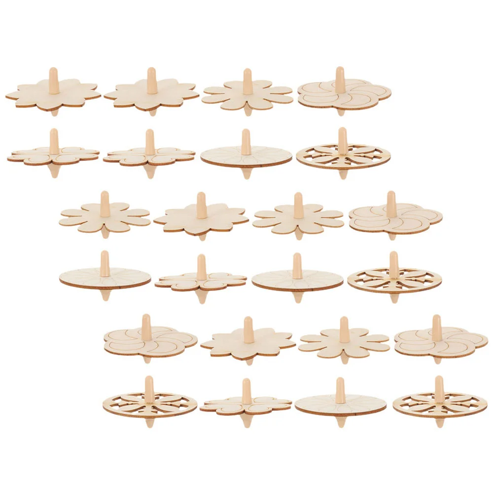 24 Pcs Four Leaf Wooden Spinning Top Child Kids Toys Unfinished Children Plastic Gyro