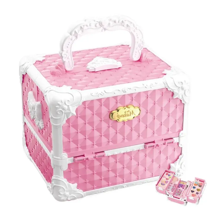 Brinquedos de maquiagem para meninas meninas jogo de maquiagem vaidades brinquedos fingir kits cosméticos inclui caso de armazenamento para meninas crianças