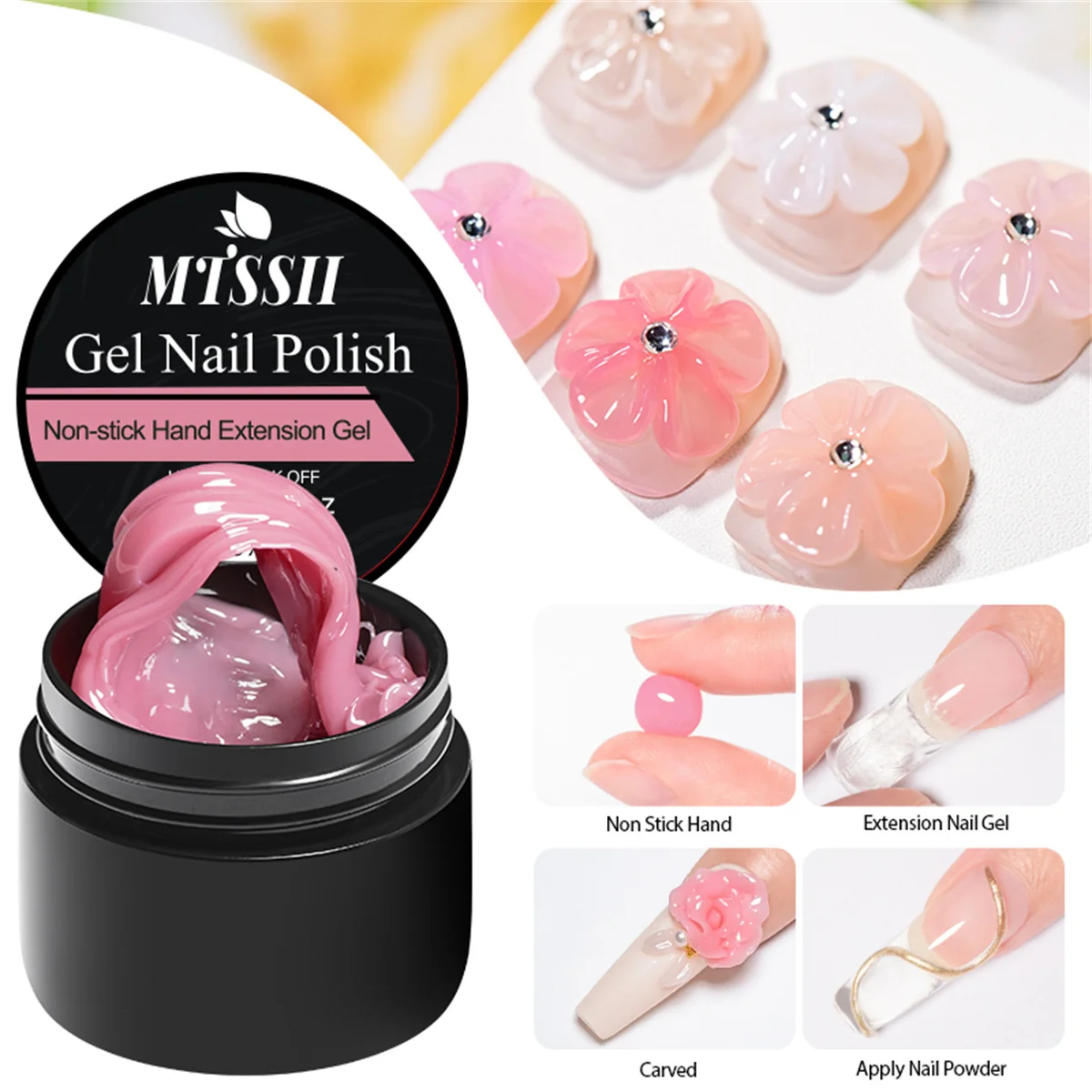 Clear Non-Stick Hand Extension Gel Nail Polish 3D Shaping/Sculpting/Carving UV/LED Gel Milky Jelly Hard Gel Manicure DIY Nails 썸네일 5