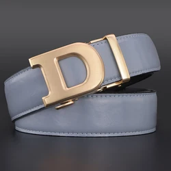 Ceinture en cuir de vachette pour hommes, lettre D, cuir léger, mode masculine, designer automatique, jeunes garçons, haute qualité