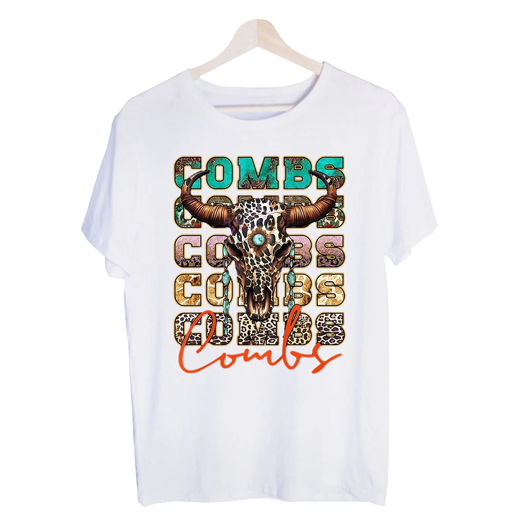 Men's Cow Skull and Typography Graphic Tee, Western Style Short Sleeve T-Shirt for Casual Daily Wear