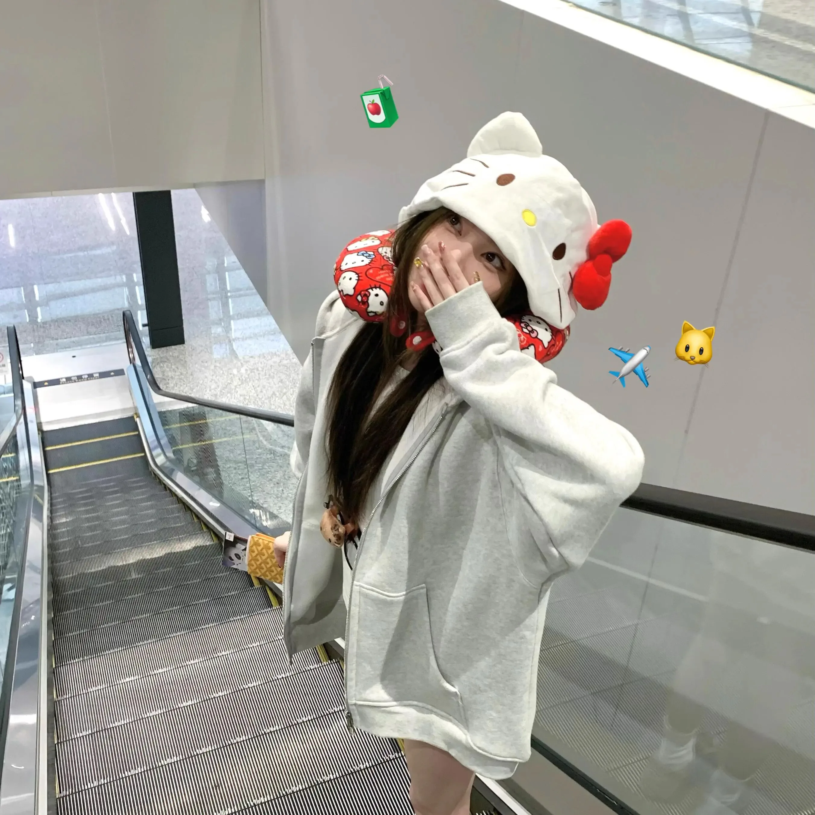 Hello Kitty U Shaped Neck Pillow Soft Travel Pillow for Airplane Car Office Nap Cute Plush Support Cushion Kawaii Home Decor view 6