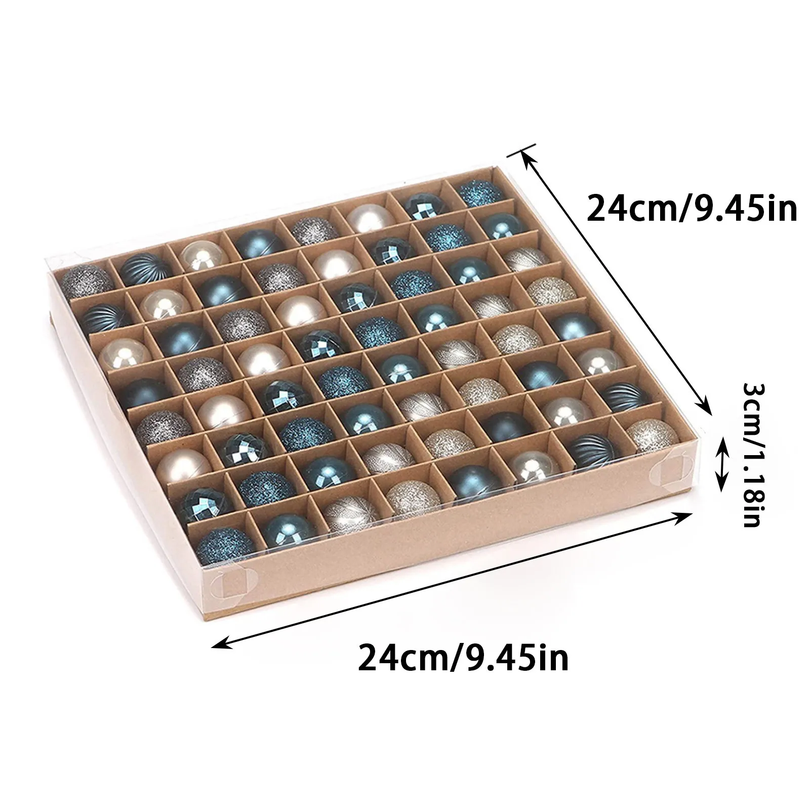 64 قطعة من كرات شجرة عيد الميلاد، كرة عيد الميلاد، كرات متعددة الألوان، مجموعة زينة شجرة عيد الميلاد للحفلات المنزلية #6