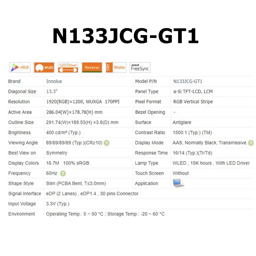 NV133WUM-N62 N133JCG-GT1 오리지널 새 제품 13.3인치 노트북 LCD 화면 WUXGA1920x1200 HP EleteBook 830 G9 8…