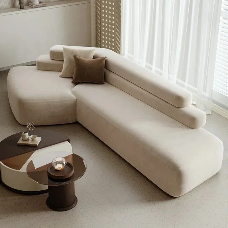A  Retro Straight-Row Fabric Sofa Living Room Large Apartment Home Ladder Sofa