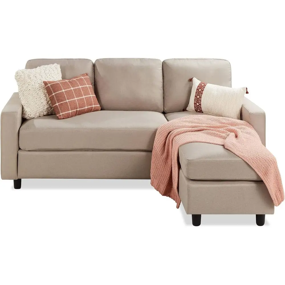

Compact Chaise Lounge Sectional Sofa for Home, Dorm, and Small Spaces - Beige, 680lb Capacity