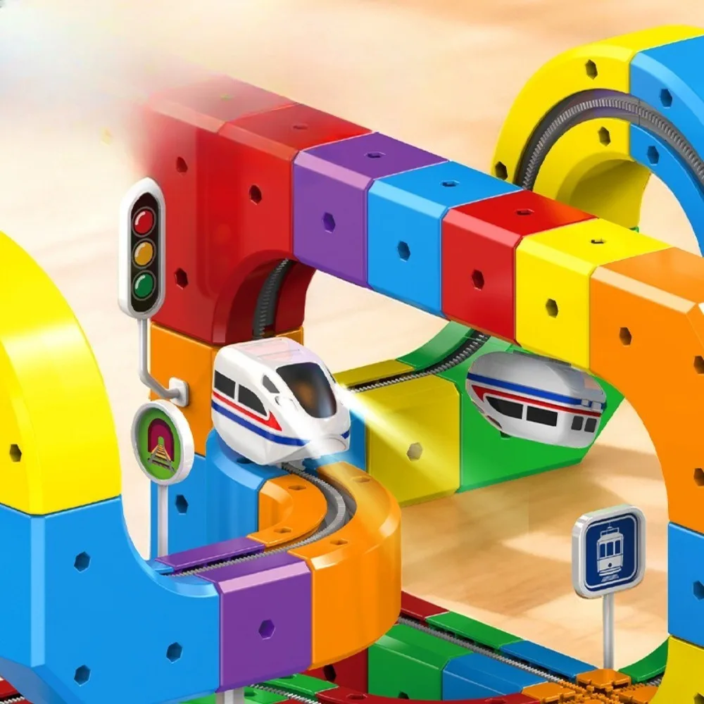 DIY マジック可変磁気線路セット 無重力電気鉄道おもちゃ 3D キューブレールモデル クリスマスギフト 子供向け