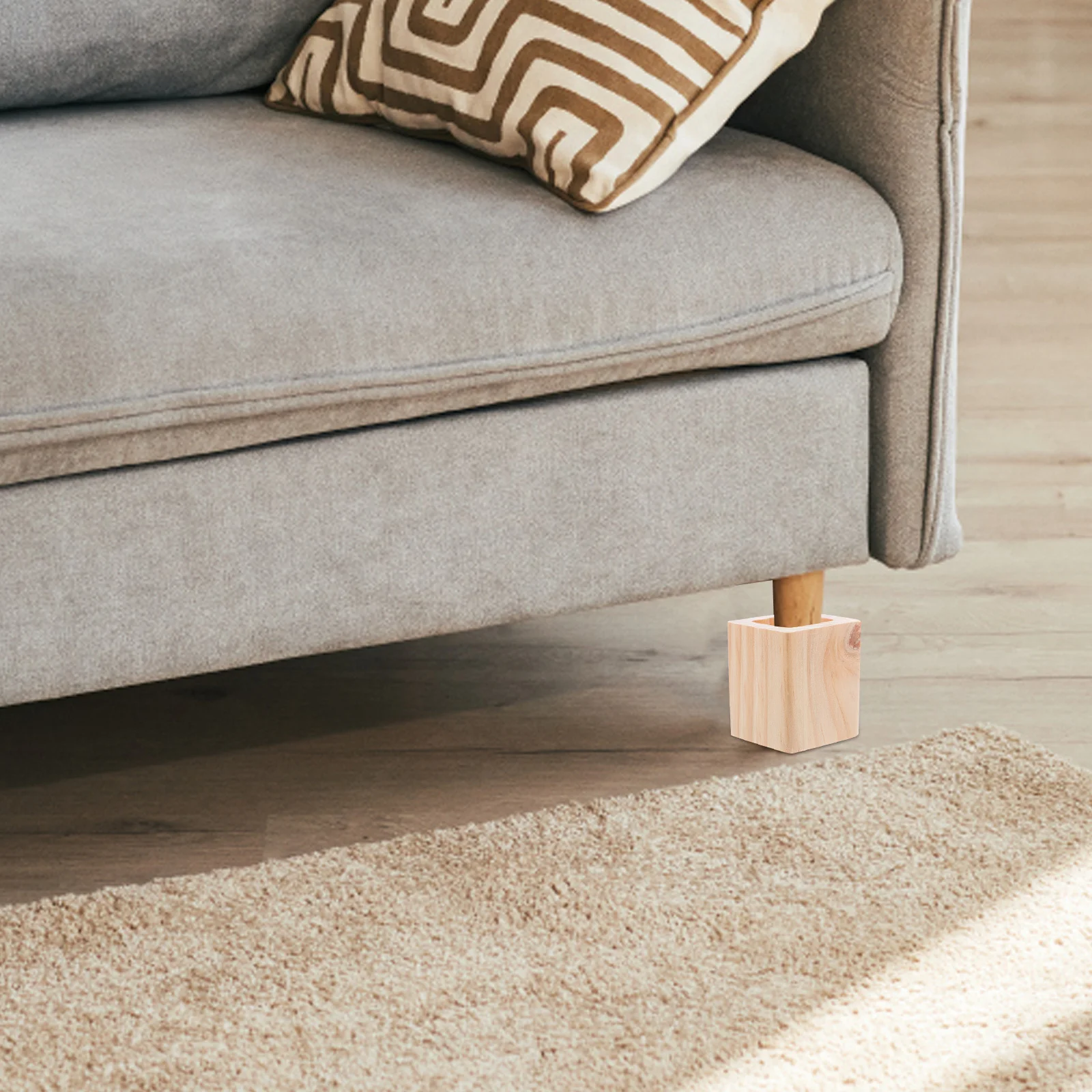 

4Pcs Wooden Furniture Leg Risers Bed Risers Sofa Feet Cube Desk Lifter Blocks for Raising Height Storage Furniture Feet Wood