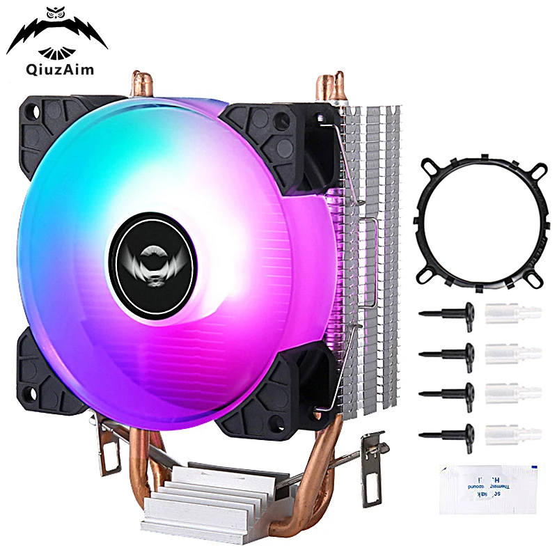 

QiuzAim PC Tower Type Radiator 90mm Air-cooling 2 Heat Pipe Host CPU Fan PWM Installing LGA775 115x 1200 1700 1366 am4 AM5 amd