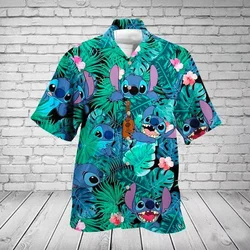 Camisa havaiana Disney Lilo masculina e Stitch, Tops de manga curta, moda casual