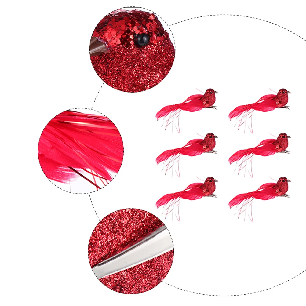 

6pcs Simulation Bird Sparrow Ornaments Premium Froth Material Easy Fix On Wires Trees Diy Craft For Home Wedding Party Decor