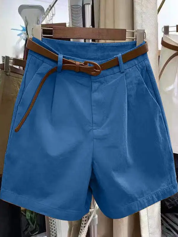 High Waist Wide Leg Cotton orts Women's Summer Casual Thin Five-Point Pants Loose Slimming Outerwear Korean Sle