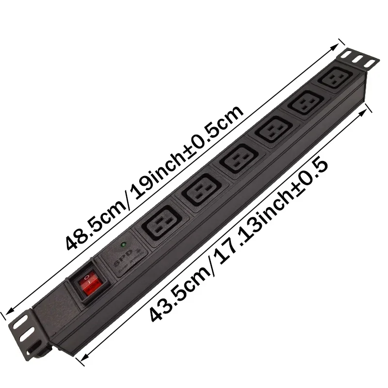 19 inch PDU power strip network cabinet rack power distribution C19 socket 6AC surge protection 2-meter extension cable socket