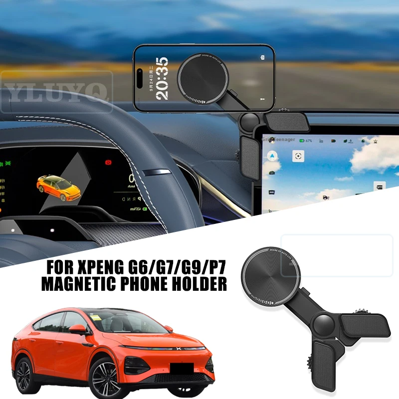 

For XPeng G6 G7 G9 P7 Car Magnetic Phone Holder Screen Hit Gravity Navigation Stand 360° Car Interior Accessories