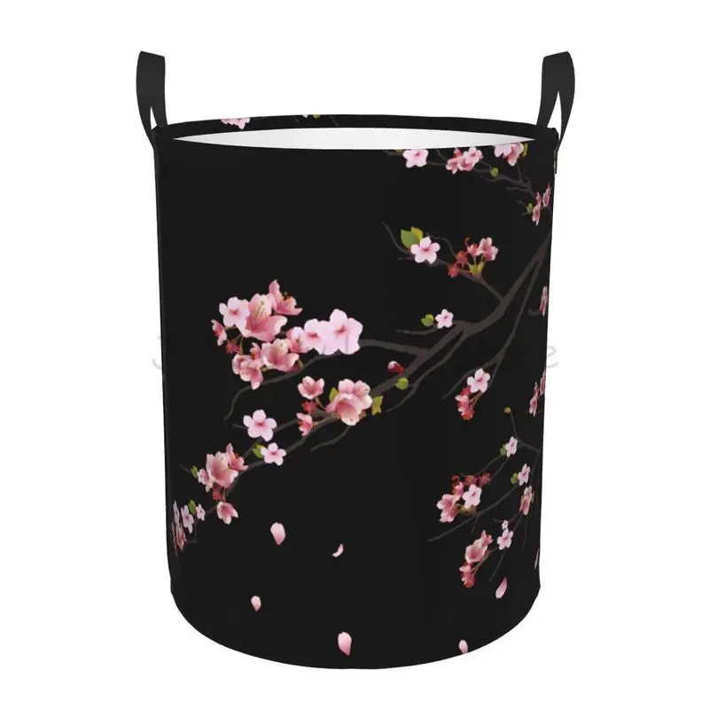 Japanese Sakura Cherry Blossoms Laundry Hamper Large Clothes Storage Basket Toys Bin Organizer for Nursery Home Bathroom Bedroom