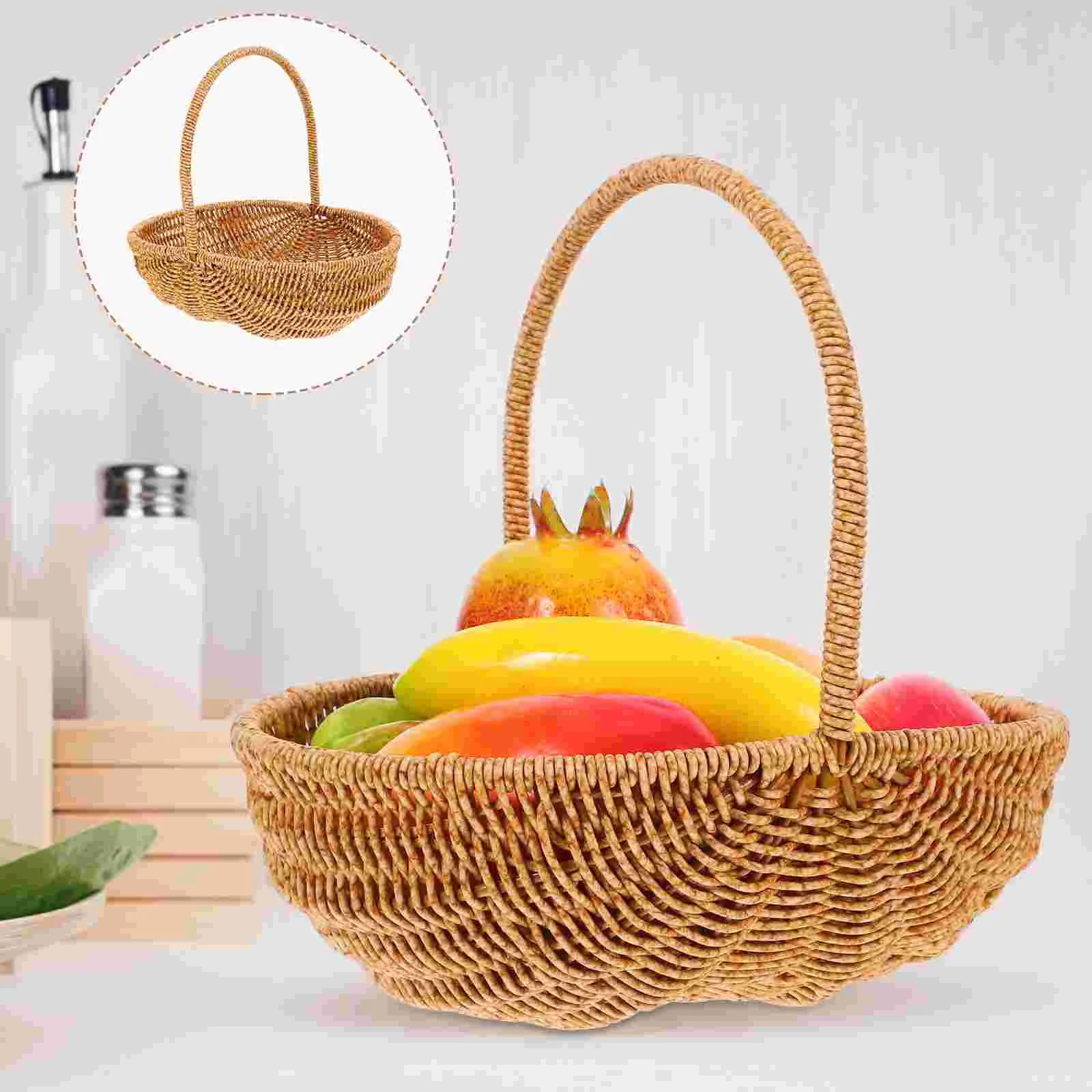 Carrying Picnic Basket Fruits Cap Green Hatter Beanie Vegetable Shop Woven Breads Storage Holder Bracket Baby