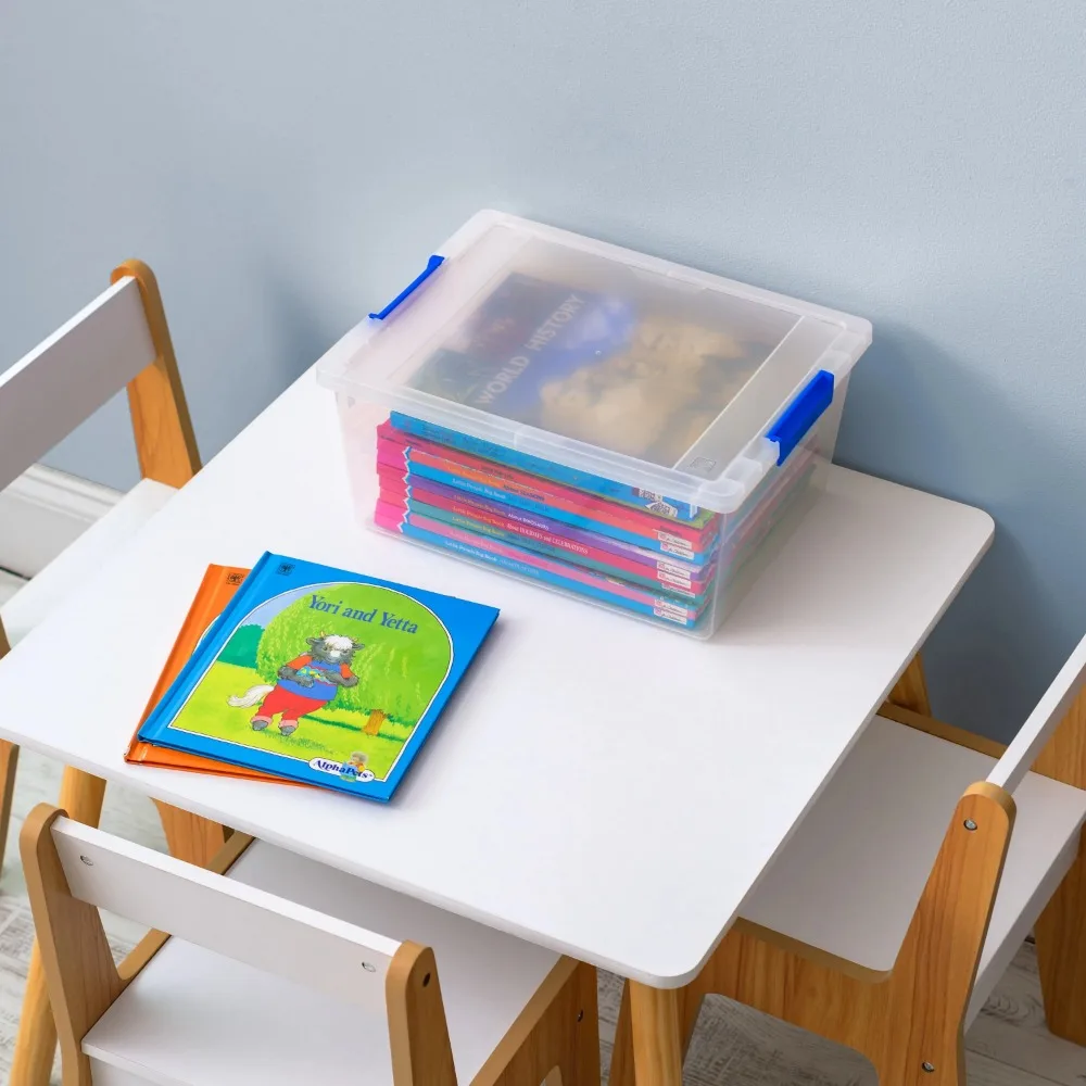 12 Qt. Plastic Storage Bins with Lids, Clear Containers, Latching Totes 4Pk