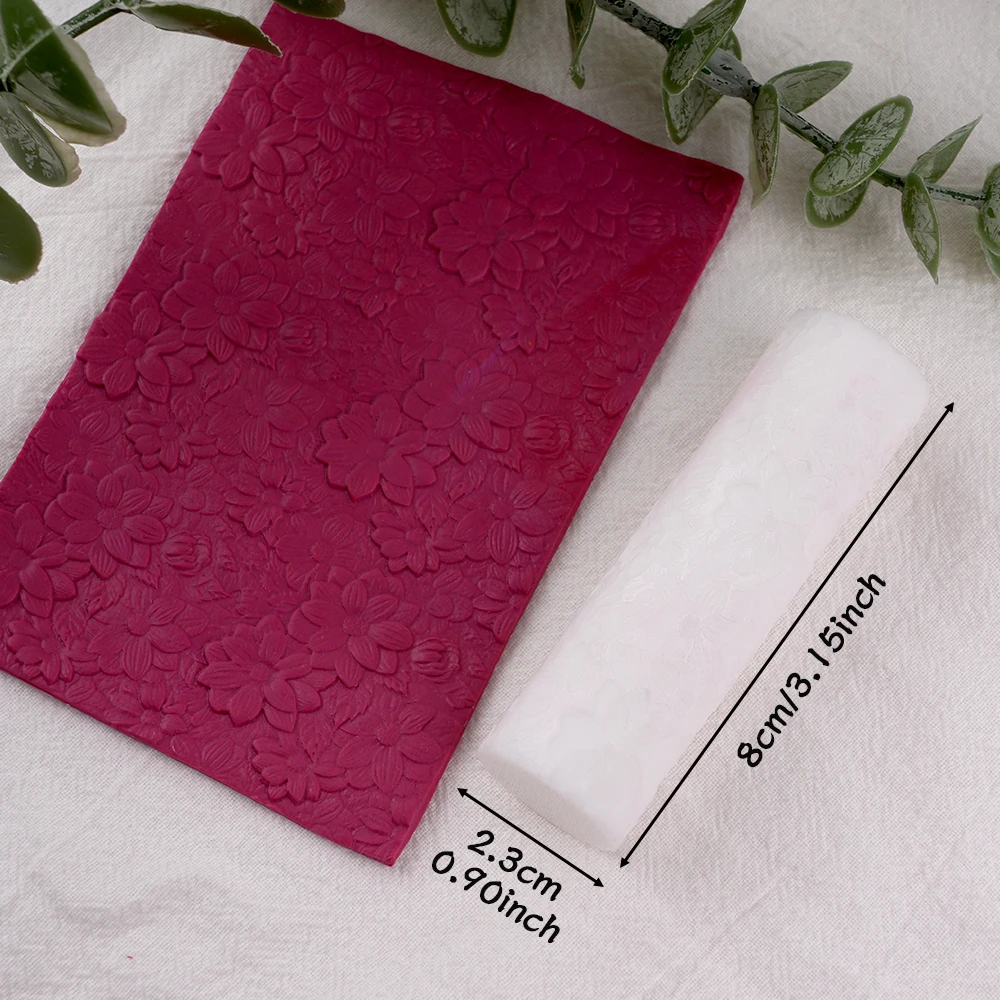 ลูกกลิ้งลายดอกไม้สไตล์วินเทจ ทำจากพลาสติกทนทาน สำหรับลายดอกไม้สไตล์วินเทจบนดินโพลิเมอร์ ใช้ทำต่างหู เครื่องประดับ งาน DIY