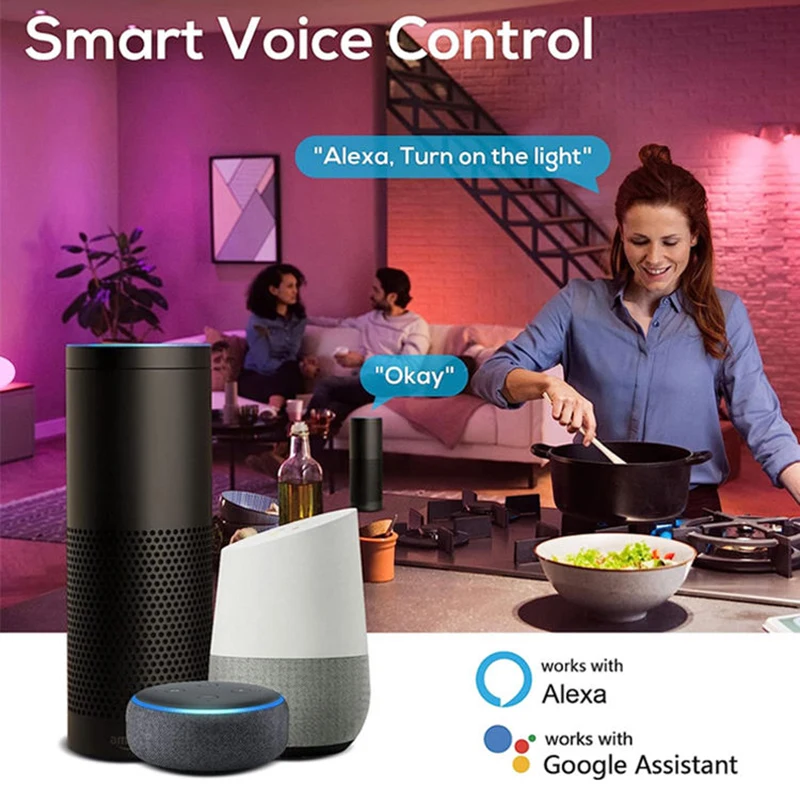 Smart RGBCCT LED Ceiling Spotlight 360°Adjustable COB Ceiling Downlight ,Stepless Dimmable,Works with Alexa & Google Assistan