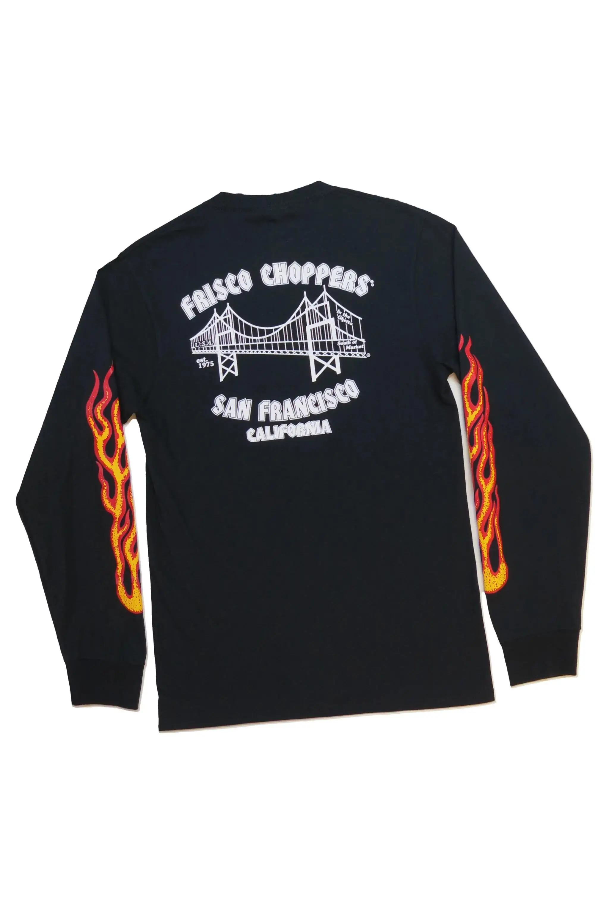 Frisco Choppers Flame Fire Skull Black T-shirts for men Vintage Skeleton Motorcycle camisetas y2k clothes graphic Women Shirts