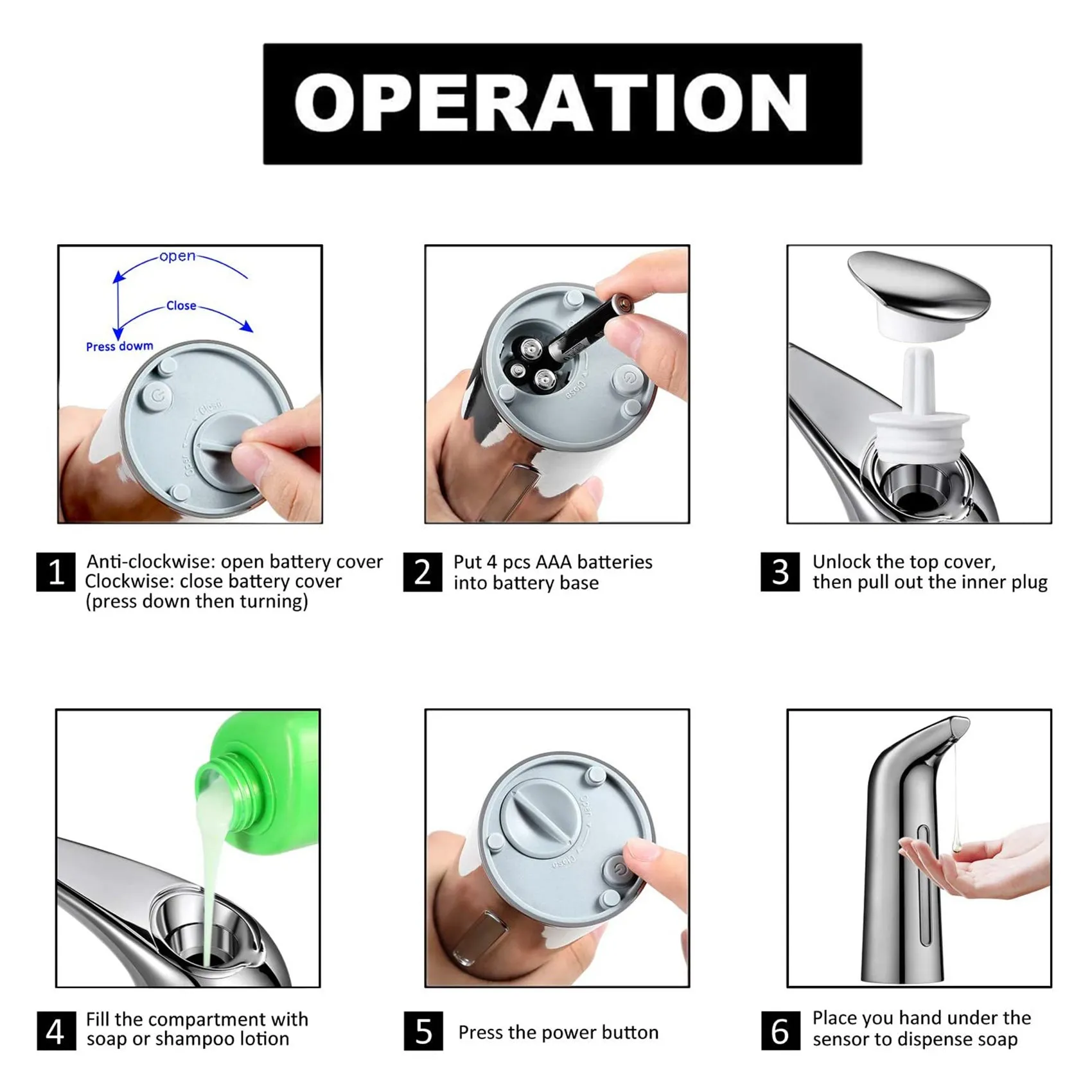 Dispenser sabun otomatis tanpa sentuhan 400Ml, Dispenser sabun Sensor otomatis, untuk dapur kamar mandi Hotel