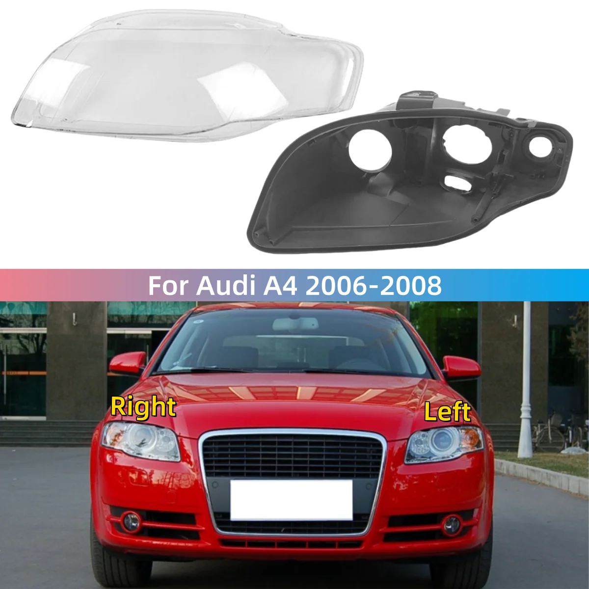 

For Audi A4 B7 2006 2007 2008 Car Interior Replacement Parts Headlights Lights Glass Headlight Bulb Holder
