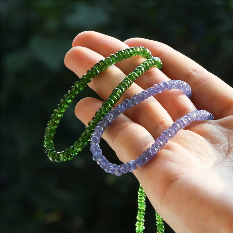 Natural Stone 7A Sapphire Opal Tanzanite Diopside Moonstone Emerald Faceted Abacus Gasket Beads For Jewelry Making Diy Bracelet