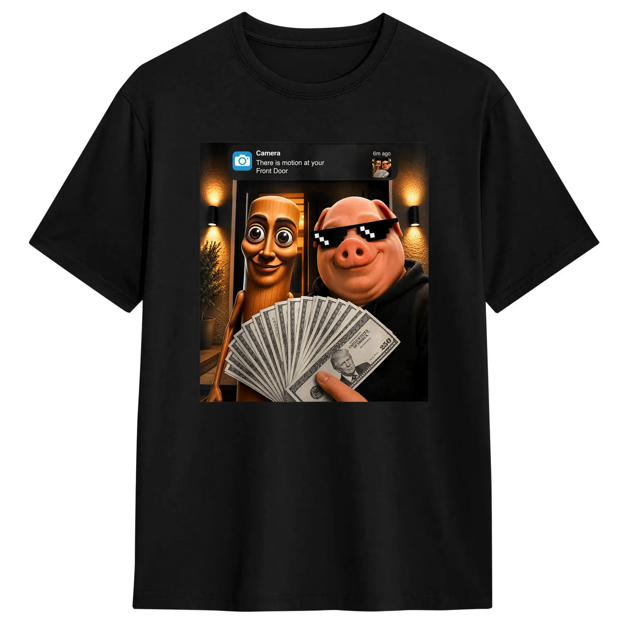 Unexpected Front Door Visitor John Pork Tung Sahur AI Meme T Shirts Men Cotton Leisure T-Shirt O Neck Tee Shirt Short Sleeve Top