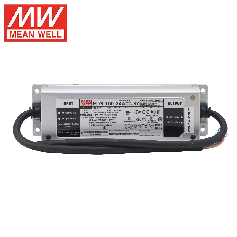

Драйвер LED MeanWell ELG-100-24A, 100 Вт, 24 В, режимы постоянного напряжения и постоянного тока, для светодиодного освещения
