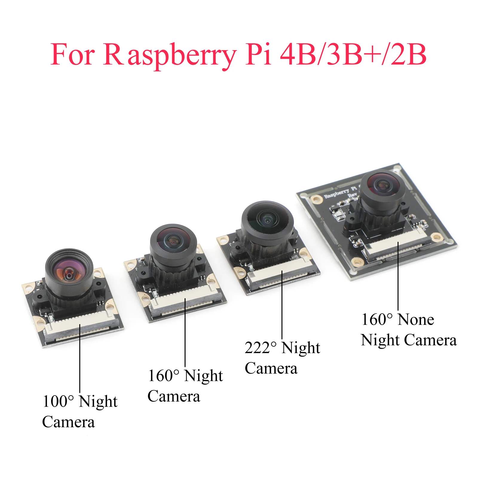 Raspberry Pi Day/Night Vision HD Camera 100°/160°/222° 5MP 1080p30 Wide Angle Webcam Module for Raspberry Pi 4B/3B+/3B/2B