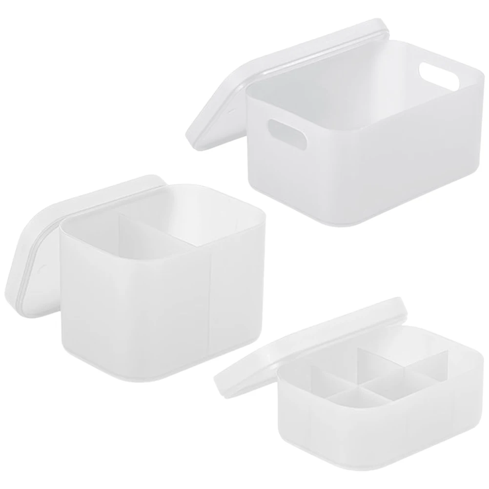 

3 Pcs Storage Box Makeup Case Skincare Organizer Organizers Jewelry with Lid Cosmetics Plastic Travel