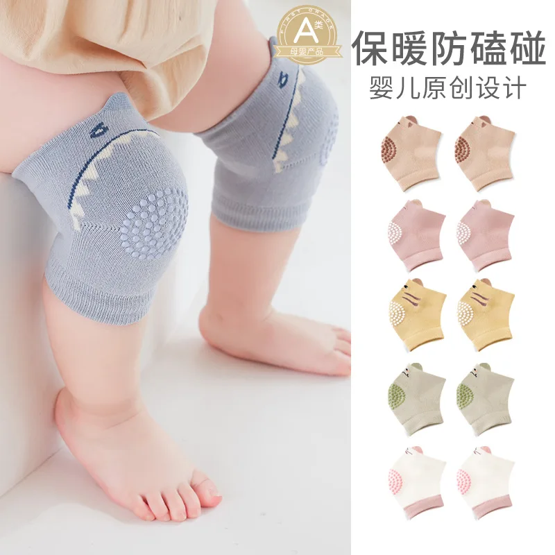 

Наколенники для детей 0-3 лет, защита от падений, весна-лето, из чистого хлопка, с мультяшными животными, нескользящие, для младенцев, согревающие накладки на колени