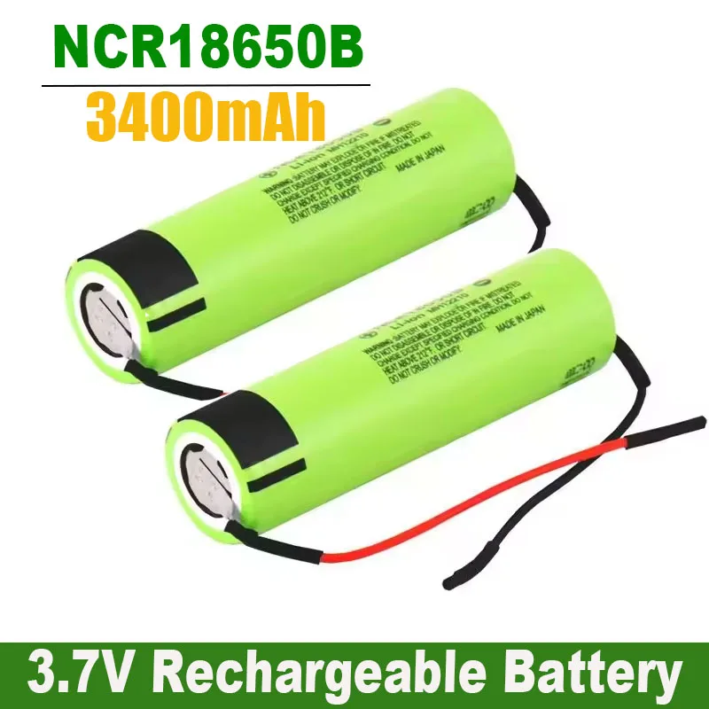 

18650 Battery 3400mah 3.7V Lithium Battery NCR18650B 3400mah Suitable for Flashlight Battery+DIY Wire Assembly